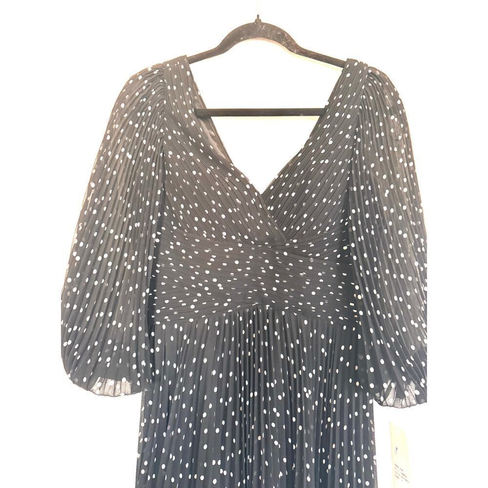 Teri Jon By Rickie Freeman Polka Dot Pleated Chiffon Gown Us2 — image 7 of 8